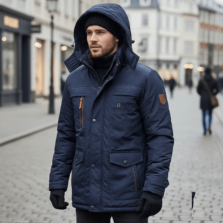 Windproof padded winter parka with a fleece lining and fur-trim hood - product photo 6