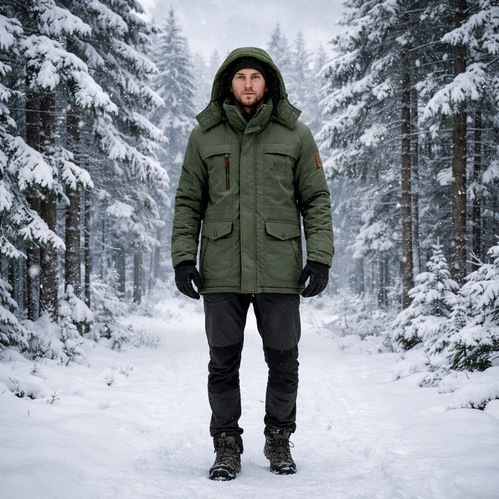 Windproof padded winter parka with a fleece lining and fur-trim hood - product photo 7