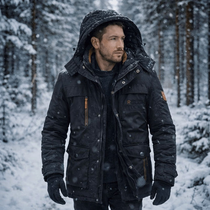Windproof padded winter parka with a fleece lining and fur-trim hood - product photo 8