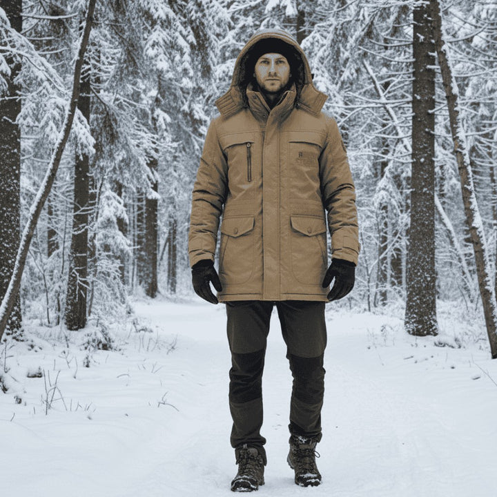 Windproof padded winter parka with a fleece lining and fur-trim hood - product photo 9