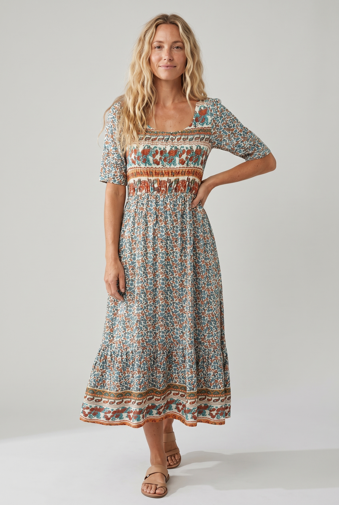 Marigold | Effortless Boho Tiered Midi Dress For Women