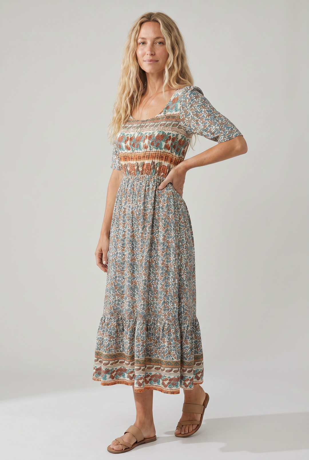 Marigold | Effortless Boho Tiered Midi Dress For Women