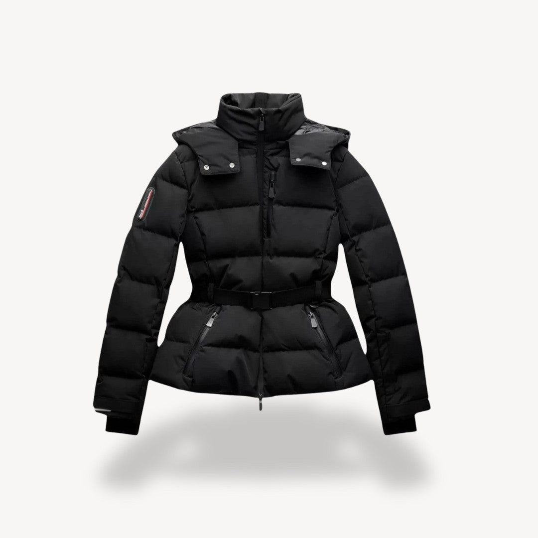 Women's belted puffer jacket - product photo 1