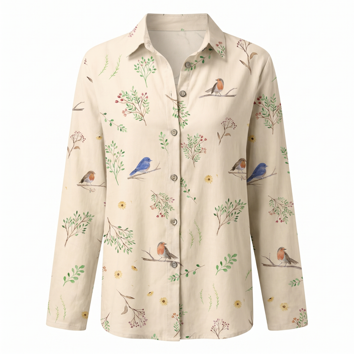 Sienna | Effortless Abstract Print Split-Neck Blouse For Women