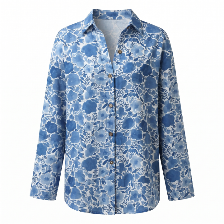 Sienna | Effortless Abstract Print Split-Neck Blouse For Women