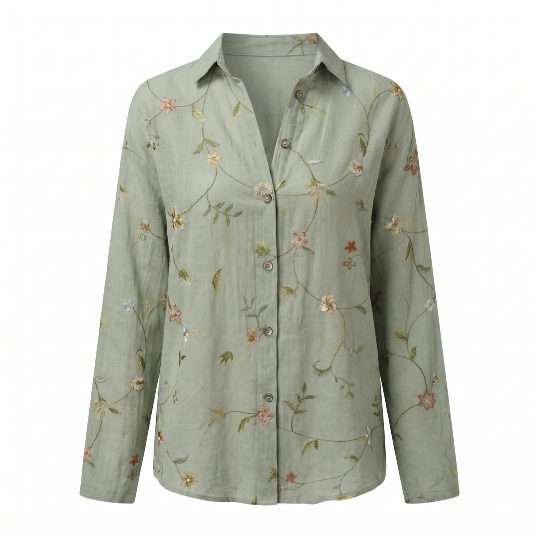 Sienna | Effortless Abstract Print Split-Neck Blouse For Women