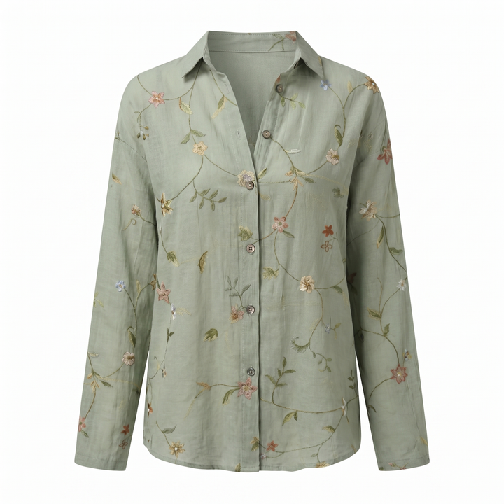 Sienna | Effortless Abstract Print Split-Neck Blouse For Women