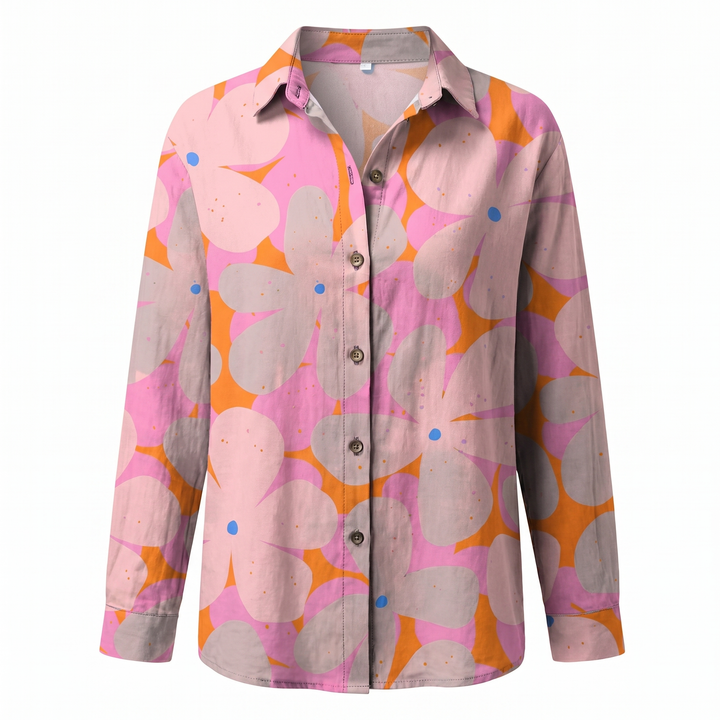 Sienna | Effortless Abstract Print Split-Neck Blouse For Women