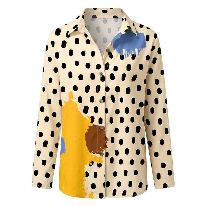 Sienna | Effortless Abstract Print Split-Neck Blouse For Women