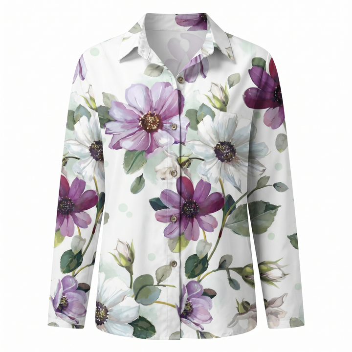 Sienna | Effortless Abstract Print Split-Neck Blouse For Women
