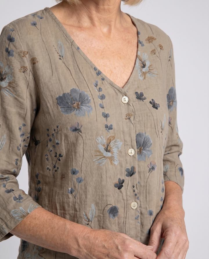 Camille | Refined Floral V-Neck Blouse For Women
