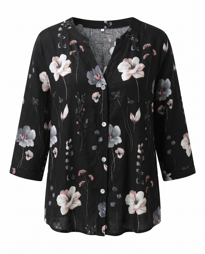 Camille | Refined Floral V-Neck Blouse For Women