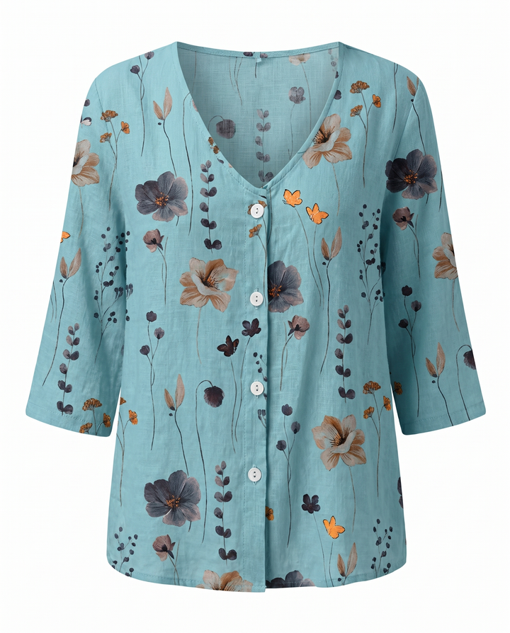 Camille | Refined Floral V-Neck Blouse For Women