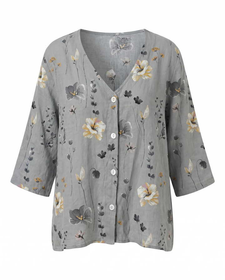 Camille | Refined Floral V-Neck Blouse For Women