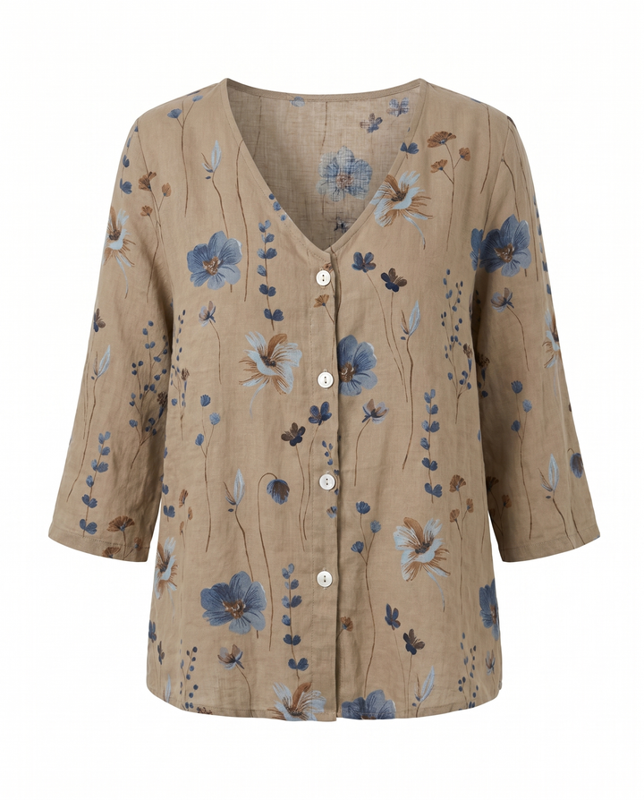 Camille | Refined Floral V-Neck Blouse For Women