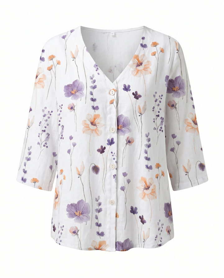 Camille | Refined Floral V-Neck Blouse For Women