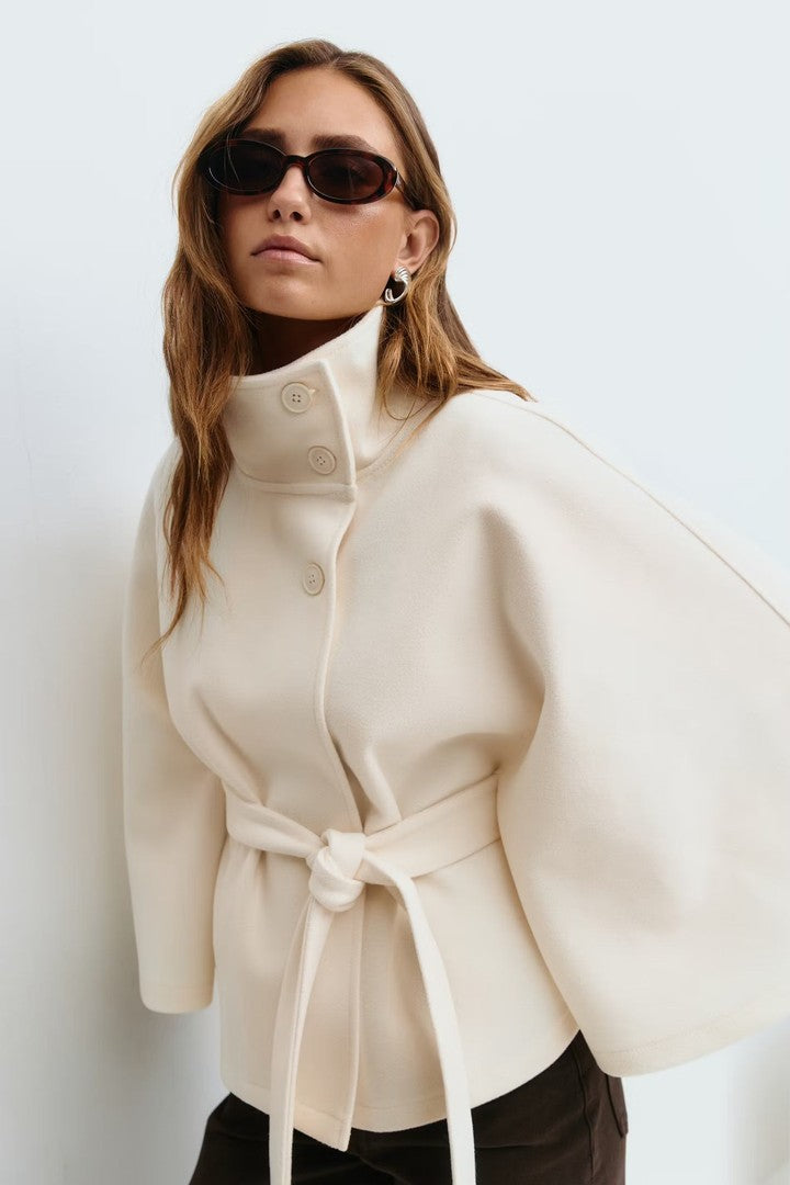 Women's cape coat with a high collar - product photo 1