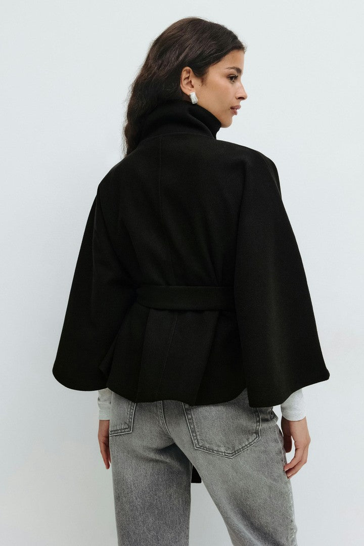 Women's cape coat with a high collar - product photo 10
