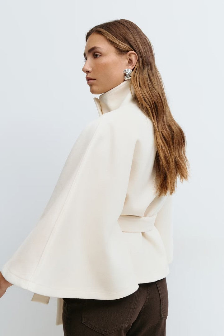 Women's cape coat with a high collar - product photo 3