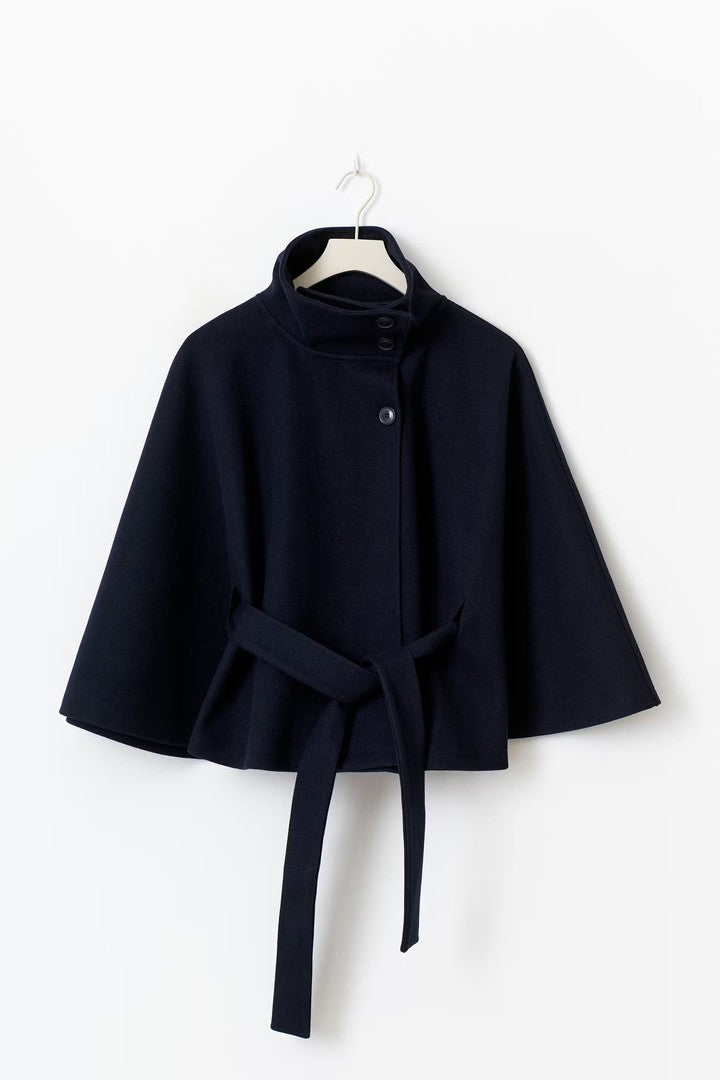 Women's cape coat with a high collar - product photo 6