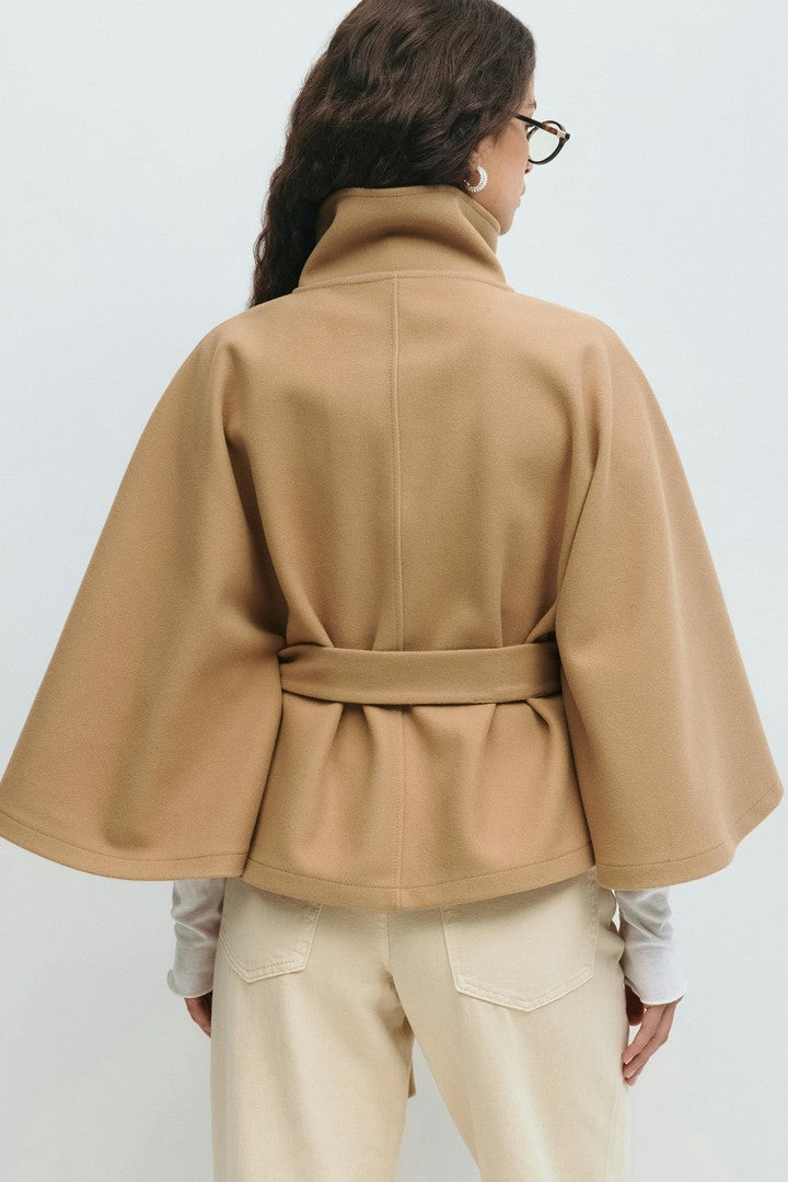 Women's cape coat with a high collar - product photo 9