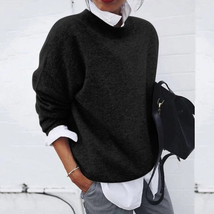 Women's plain cashmere-blend knit sweater - product photo 3