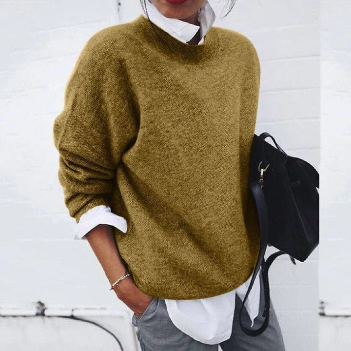 Women's plain cashmere-blend knit sweater - product photo 4