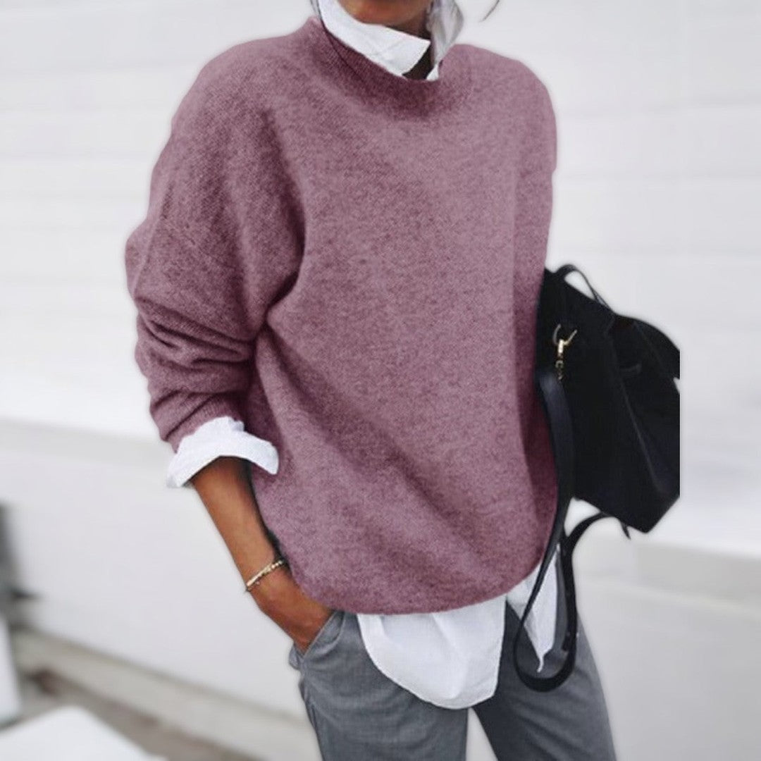Women's plain cashmere-blend knit sweater - product photo 5