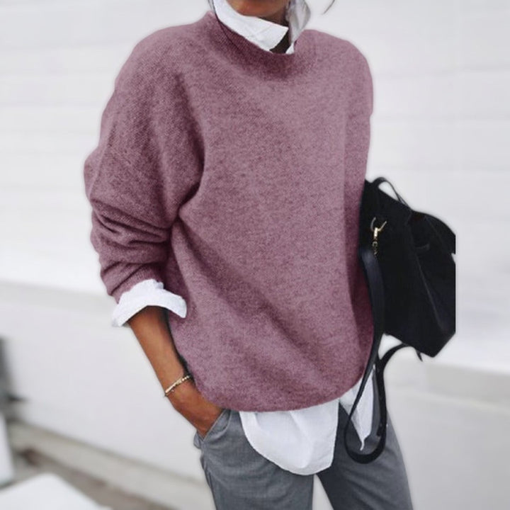 Women's plain cashmere-blend knit sweater - product photo 5