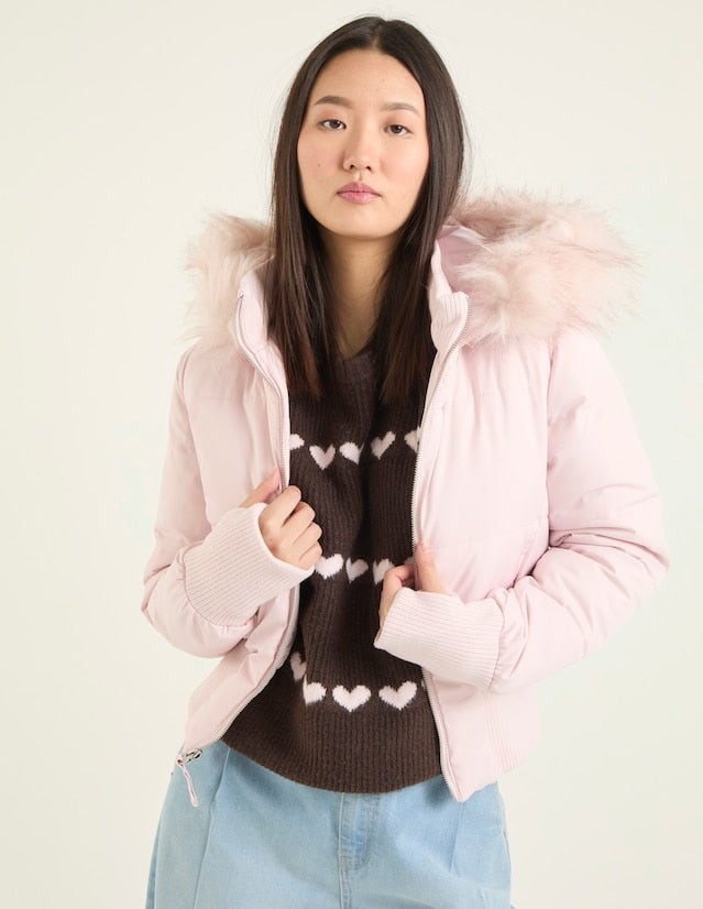 Women's cropped hooded puffer jacket - product photo 2