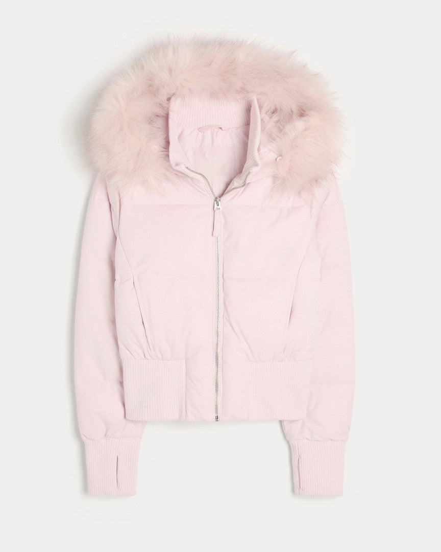 Women's cropped hooded puffer jacket - product photo 7
