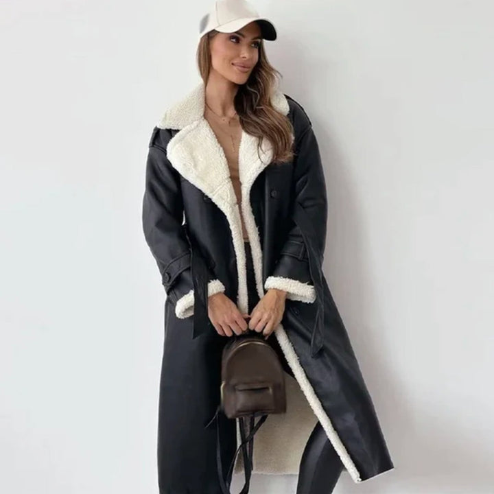 Women's double-breasted sherpa-lined coat - product photo 5