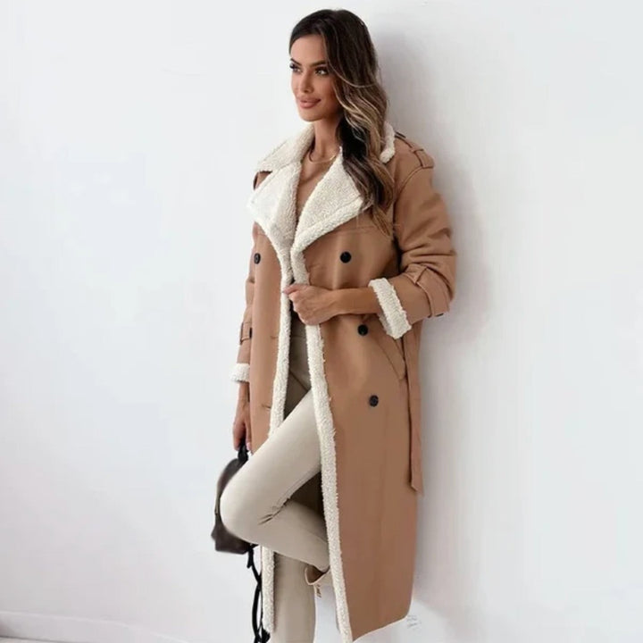 Women's double-breasted sherpa-lined coat - product photo 6