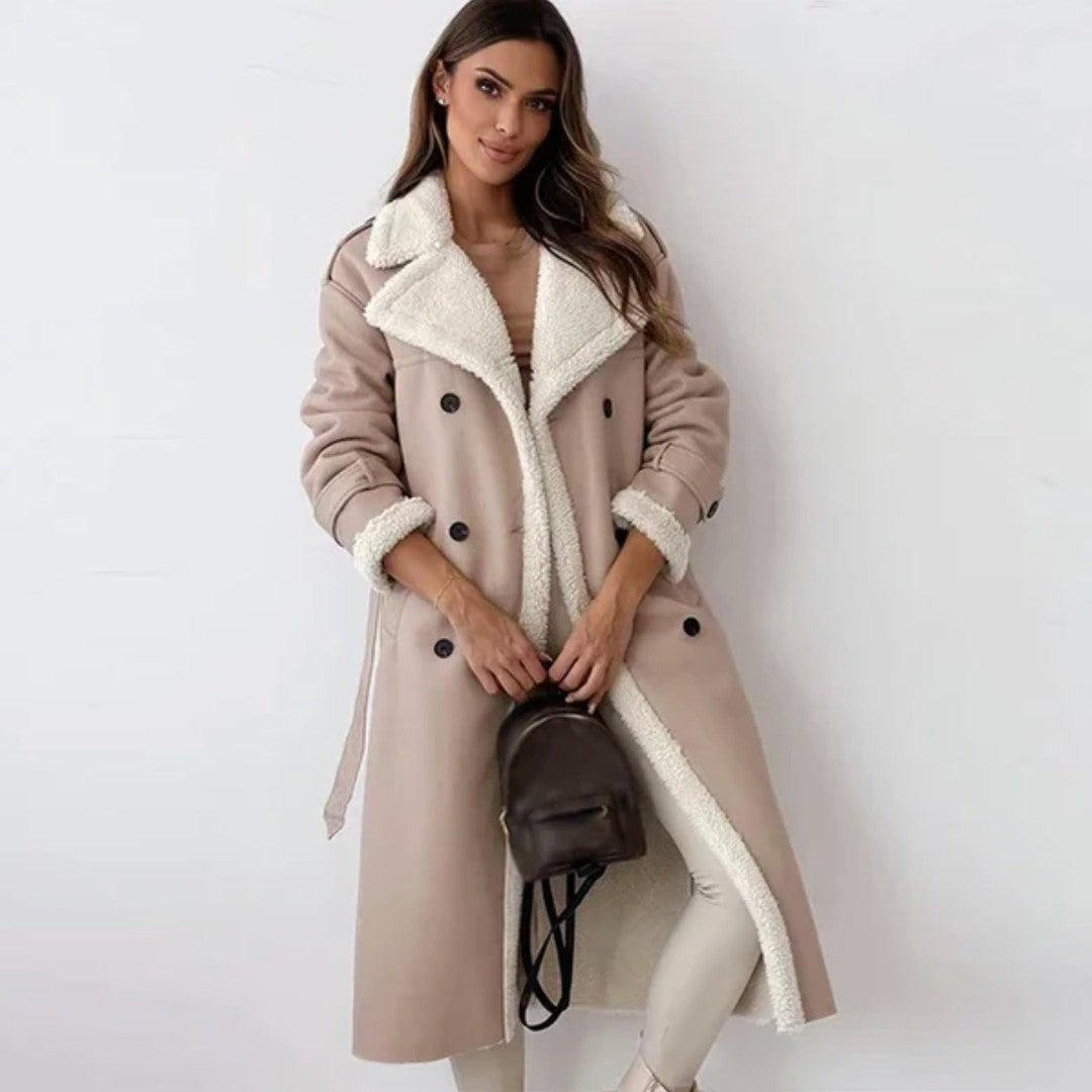 Women's double-breasted sherpa-lined coat - product photo 7
