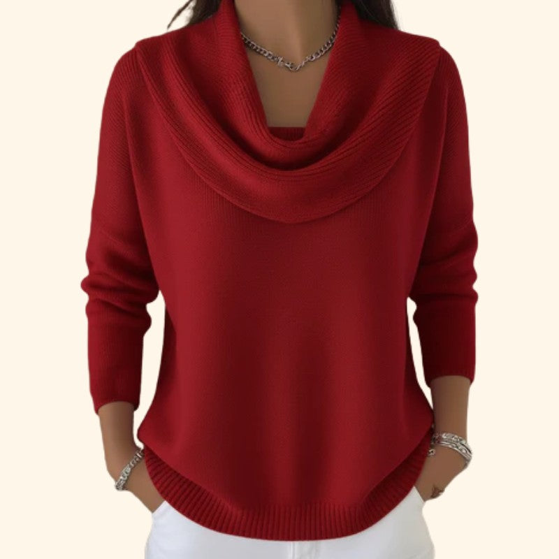 Women's draped cowl neck sweater - product photo 1