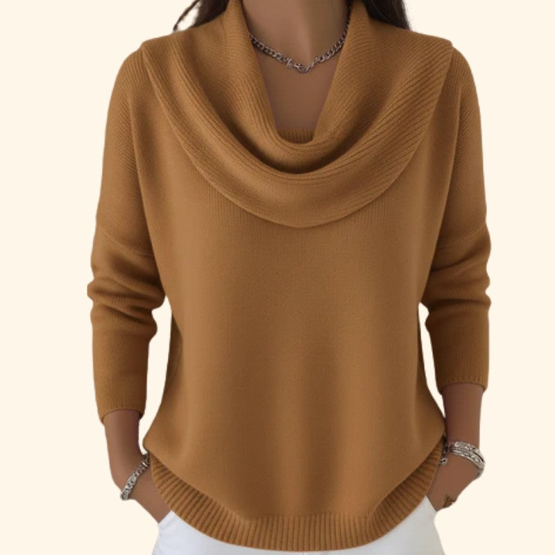 Women's draped cowl neck sweater - product photo 2