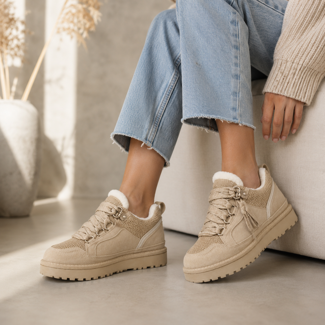 Fleece-lined platform sneaker with a lug sole - product photo 1