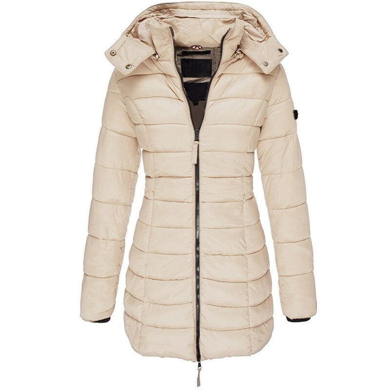 Women's hooded down jacket in a bright colour - product photo 4