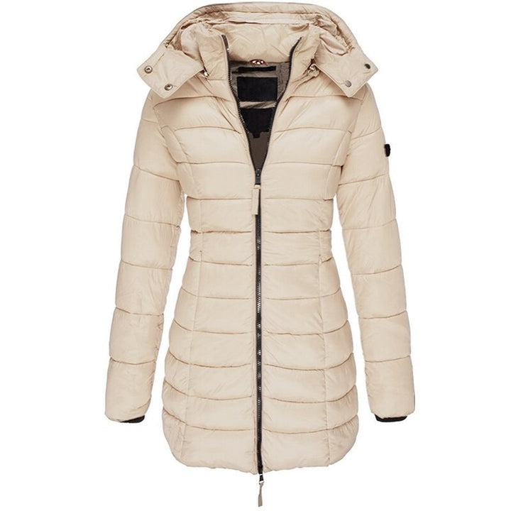 Women's hooded down jacket in a bright colour - product photo 4