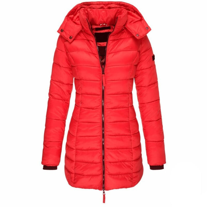 Women's hooded down jacket in a bright colour - product photo 5