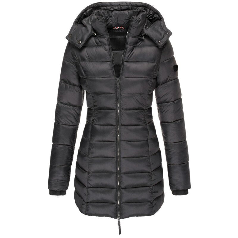 Women's hooded down jacket in a bright colour - product photo 6