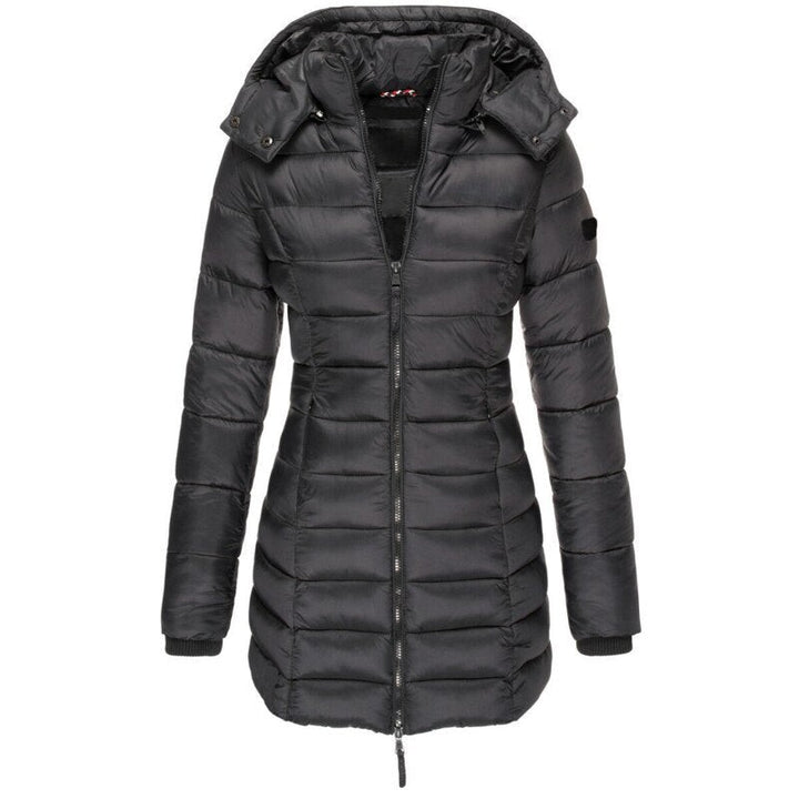 Women's hooded down jacket in a bright colour - product photo 6