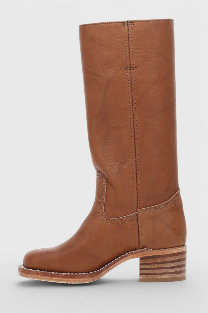 Women's knee-high leather boots with a heel - product photo 11