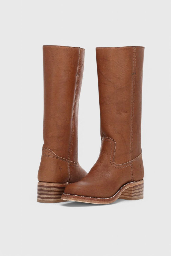Women's knee-high leather boots with a heel - product photo 3