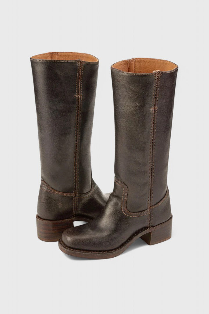 Women's knee-high leather boots with a heel - product photo 6