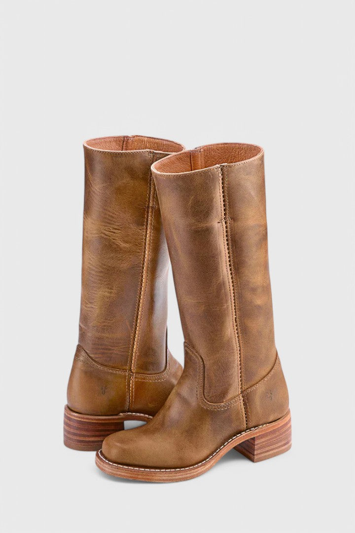 Women's knee-high leather boots with a heel - product photo 7