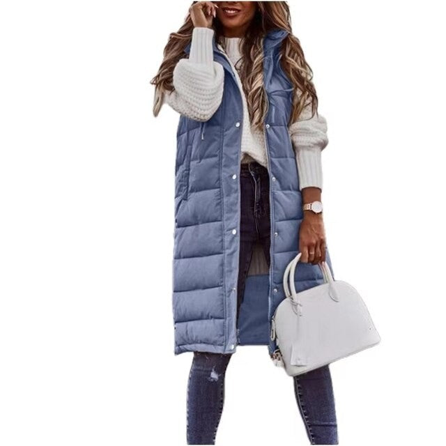 Women's long padded gilet - product photo 1