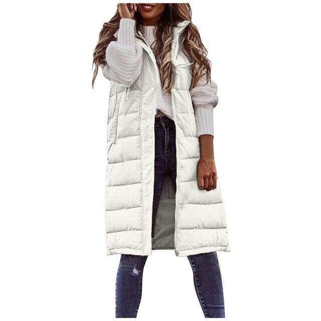 Women's long padded gilet - product photo 2