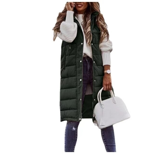 Women's long padded gilet - product photo 4