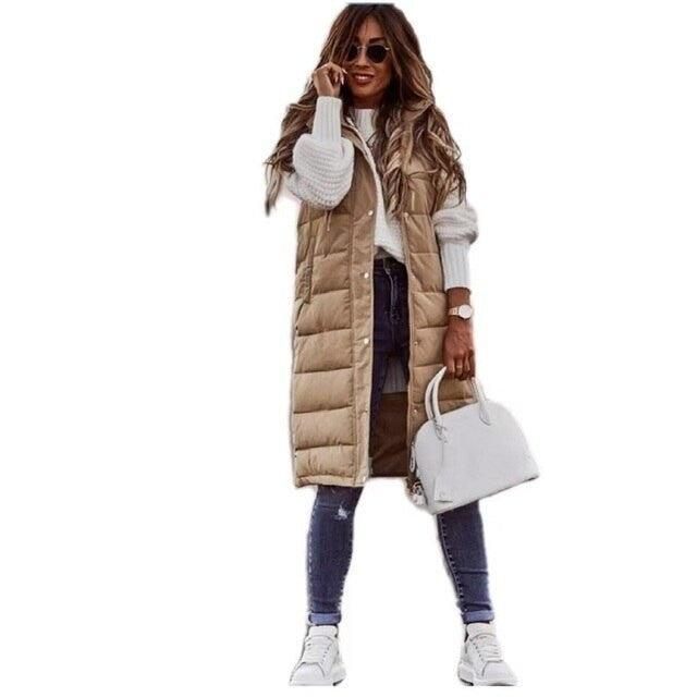 Women's long padded gilet - product photo 7